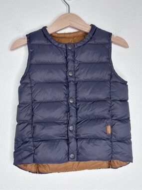 Absorba Gray Tan Down Puffer Vest Size 2-3T EUC